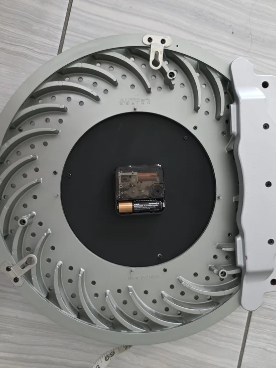 Silver & Gold Brake Disc Wall Clock - Modern Automotive Decor - Picture 3 of 4